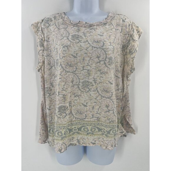 Free People Women Size M Boho High Tide Tee in Ivory Combo - Picture 1 of 11